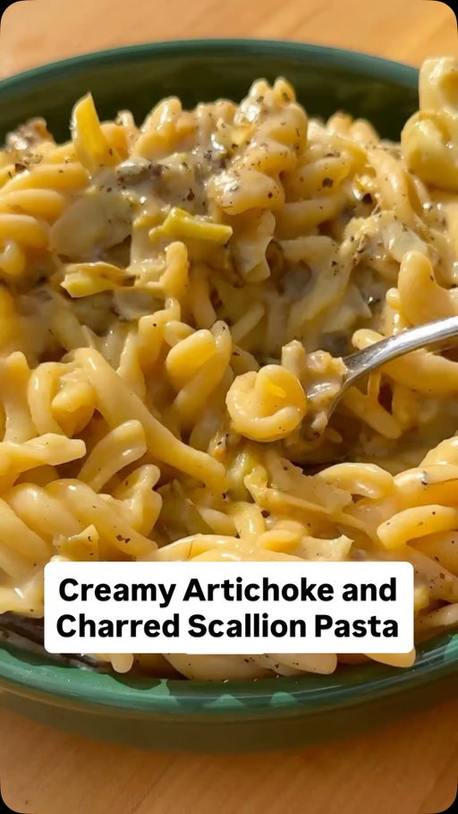 Here’s how to make @carolinagelen’s Creamy Artichoke and Charred Scallion Pasta:

• 50 scallions (6 or so bunches), root ends trimmed
• 2 tablespoons avocado oil, sunflower seed oil or grapeseed oil
• 1 pound gemelli, fusilli or other short pasta
• Salt and black pepper
• 2 (14-ounce) cans quartered artichoke hearts, drained and halved
• 2 lemons, zested and juiced (about ¼ cup juice)
• 1½ cups/6 ounces finely grated Parmesan

Bring a large pot of water to a boil over high.

Heat a large, heavy skillet (preferably cast-iron) over medium-high. Drizzle the scallions with the oil and toss to coat. Add all the scallions to the skillet and weigh them down using a grill press or smaller pot to increase surface contact. Cook for 10 minutes, tossing every 3 minutes or so, until the scallions have significantly reduced in volume, softened and developed dark char marks all over. Transfer the charred scallions to a cutting board.

Add the pasta and a big pinch of salt to the boiling water, and cook until al dente, which is often about 3 minutes less than what the packaging calls for.

While the pasta cooks, coarsely chop the cooled scallions.

Reserve 2 cups of pasta water and drain the pasta. Transfer the drained pasta to the pot and season with a few cracks of pepper.

Stir in the scallions, artichokes, lemon zest and lemon juice. Sprinkle with the Parmesan, drizzle with 1 cup pasta water, then vigorously stir over medium heat until the sauce becomes glossy and creamy. Add more pasta water and salt, if needed, and serve right away.