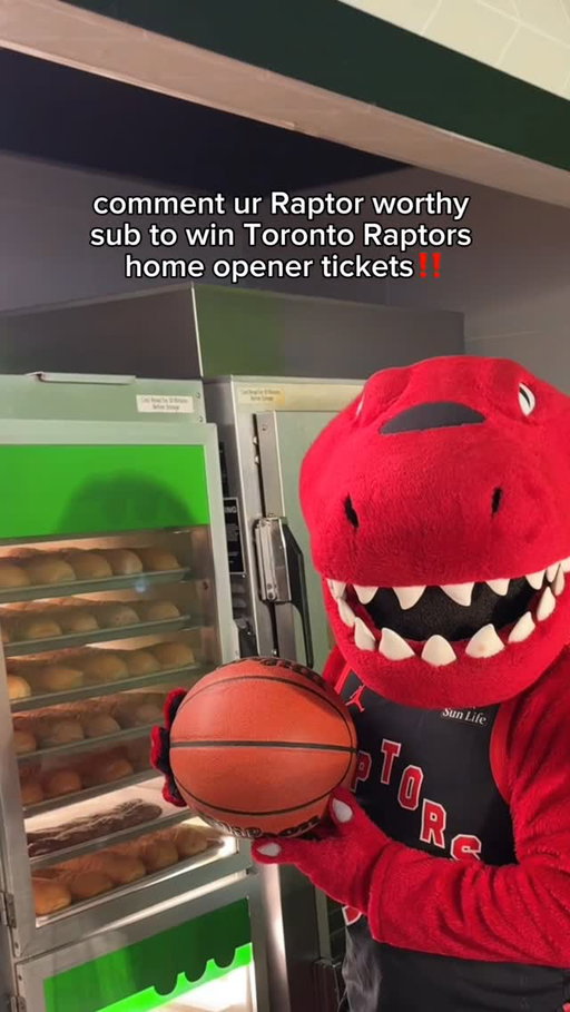 CONTEST CLOSED | You could win 2 tickets to the season home opener in Toronto on October 24 when you comment your sub fit for a Raptor! 🏀🦖

✔️ Follow @SubwayCanada
✔️ Tag the friend you’d take to the game
✔️Comment your order for a Raptor worthy sub 

NO PURCHASE NECESSARY. Legal residents of Canada having reached majority in province or territory of residence. Ends 10/10/25. For Official Rules, including entry period, odds and prize descriptions, visit: https://www.subway.com/en-ca/legal/terms-of-use. Void where prohibited.