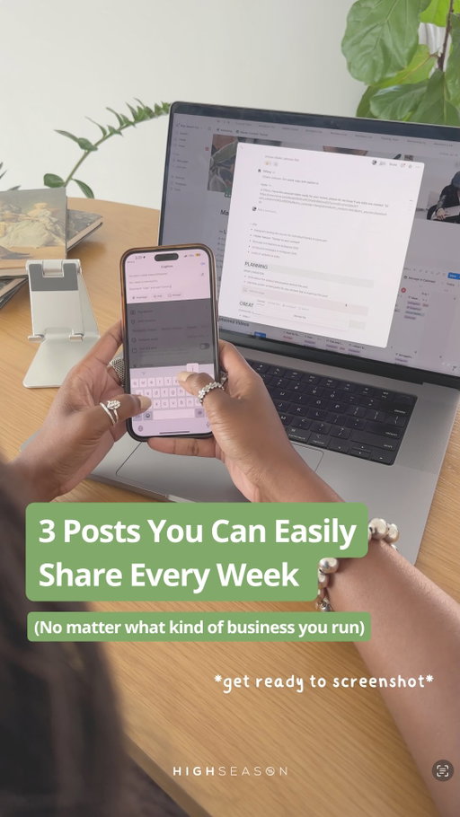 **Screenshot this**

If you can’t tell us what you’re posting this week 👀 get ready to screenshot this plan.

We’ve got 3 posts a week — tailored for your business type — so you can stay consistent without the pressure.

📌 Save this post so you’re never stuck staring at your phone again.