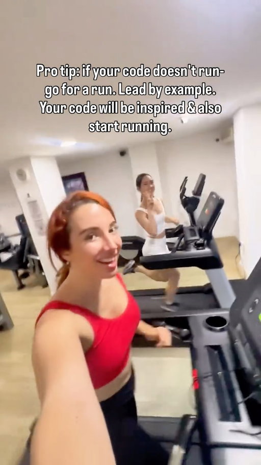 & Then realize it’s 🗑️🤭really though I started running since my code doesn’t 🤷‍♀️ it actually works I promise (clears your head! ) @madeline.m.zhang is a pro runner and got me into it a few weeks ago now that my ankle is healed 🥳🥳🥳 

so at least something runs 🤷‍♀️Follow @tech.unicorn & @madeline.m.zhang for more wisdom lol. 

#runningmemes #fyp #softwaredeveloper #softwareengineer #techmemes #techunicorn #techhumor #coding #womeninstem #programmingmemes