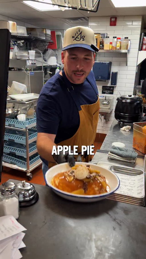Apple Pie Pancakes: Apple Pie Compote, Candied Pecans, MSC Ricotta, Powdered Pumpkin Spice