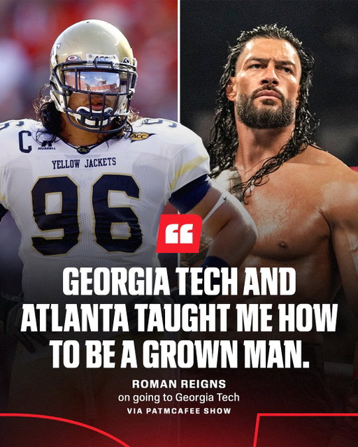 Roman Reigns reflects on his time at Georgia Tech 😤

Roman Reigns is in action this Saturday. Stream WWE Crown Jewel live at 8 AM ET on the ESPN App.