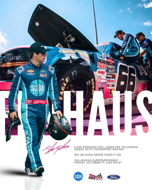 𝑶𝒏 𝑫𝒆𝒈𝒂 𝑫𝒖𝒕𝒚…
Luke Fenhaus is set to make his first Talladega start in the No. 66 Soda Sense Ford F-150! Watch LIVE on FOX - Friday, Oct. 17 at 4 PM ET👀

#NASCARTrucks #NASCAR #SodaSense #FordRacing