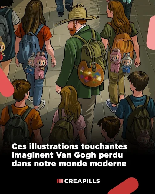 Plongez dans l’univers d’@alirezakarimimoghadam , l’artiste iranien qui imagine Van Gogh perdu dans notre monde moderne. 🎨

Dans cette série vibrante, le peintre tente de s’adapter à notre époque : Labubu, art contemporain, et même la fameuse banane de Maurizio Cattelan vendue 6,2 millions de dollars.

Bien plus qu’un hommage, ces illustrations racontent un Van Gogh à la fois perdu, curieux et résilient, entre nostalgie, satire et poésie visuelle.