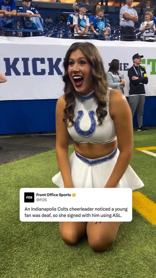 Colts cheerleader Morgan McLain noticed a young fan was deaf, so she began signing with him in ASL so they could communicate together.

(🎥 via @uniquelikem3)