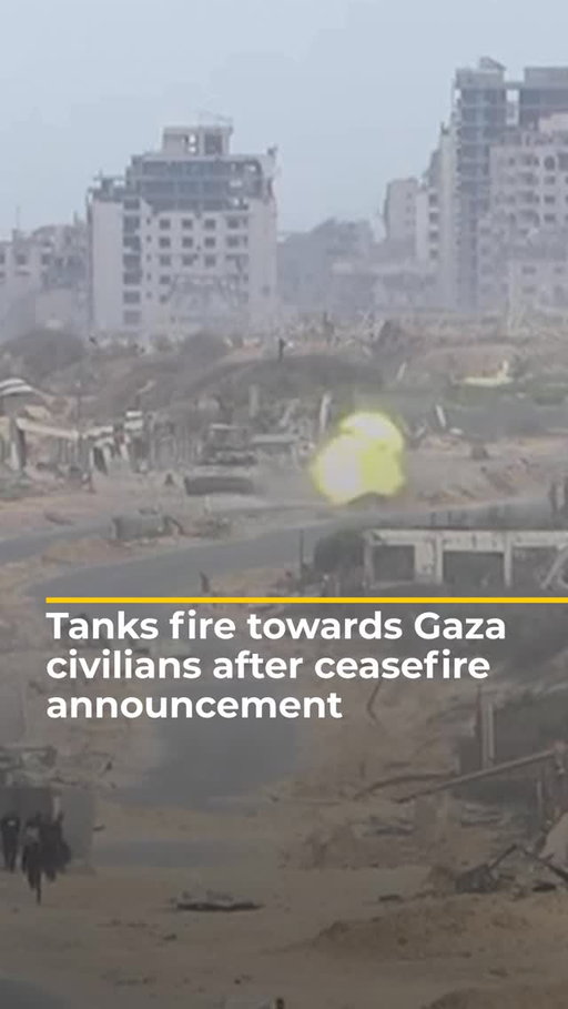 Al Jazeera captured live video of Israeli tanks firing towards Palestinian civilians attempting to return to Gaza City, after #Israel and Hamas agreed to the first phase of a ceasefire deal. ⁠
.⁠
#Israel_attacks_Gaza #Palestine #Gaza ⁠
⁠
