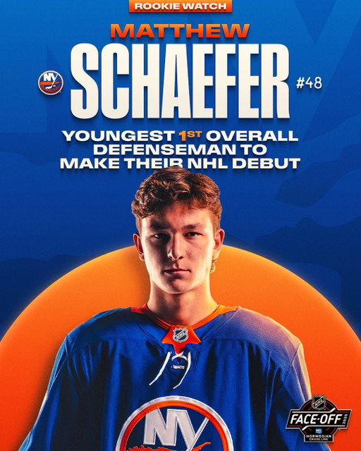 TODAY'S THE DAY‼️ 

2025 first overall pick @matthew.schaefer48 (18 years, 34 days) will make history when he takes the ice tonight! #NHLFaceOff 

(🎥: @ohlofficial)