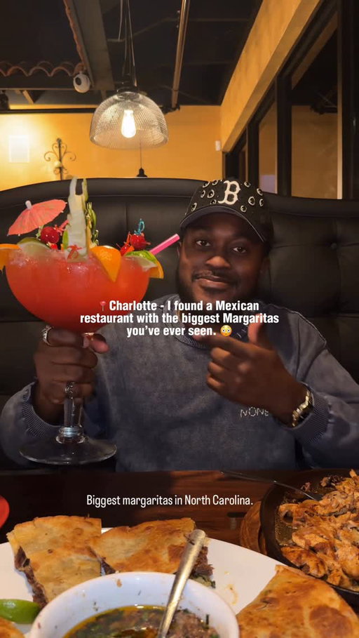 AMAZING TACOS + BIGGEST MARGARITAS EVER 🔥

|SHARE| this reel with a friend who you’ll be taking here! 

This Mexican restaurant in Concord, which is like 10 min outside of Charlotte NC is serving up some heat! 

If you’re a fan of authentic Mexican food this restaurant is for you. 

They are also home to the 56 oz Margarita which is the biggest margaritas in not just Concord, Charlotte, but all of North Carolina! 🤯

FOODS I TRIED ⬇️ 
🌽Elote 
🌮 Birria Pizza 
🔥Steak Fajita Nachos 
🐔 Pollo Ranchero 

This place definitely lives up to the hype and met my expectations when looking for AUTHENTIC Mexican food. I highly recommend checking out any of their locations. 

📍 @rio_150_mexican_restaurant  is the restaurant, check them out. ASAP! 

🚨 FOLLOW ME 🚨 For more of the best foods and restaurants in Charlotte and surrounding areas such as Concord 
.
.
#Charlotte #Concord #ConcordNC #Margarita #CharlotteFood #CharlotteFoodie #Restaurant #NCEats #CLT #CharlotteNC #CharlotteBlogger #Food #HeyWhatsTheMove