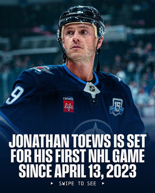 It’s been 910 days since @jonathantoews played in an NHL regular-season game. 

Tonight, he makes his return to the ice, playing for his childhood team. 🥹 #NHLFaceOff