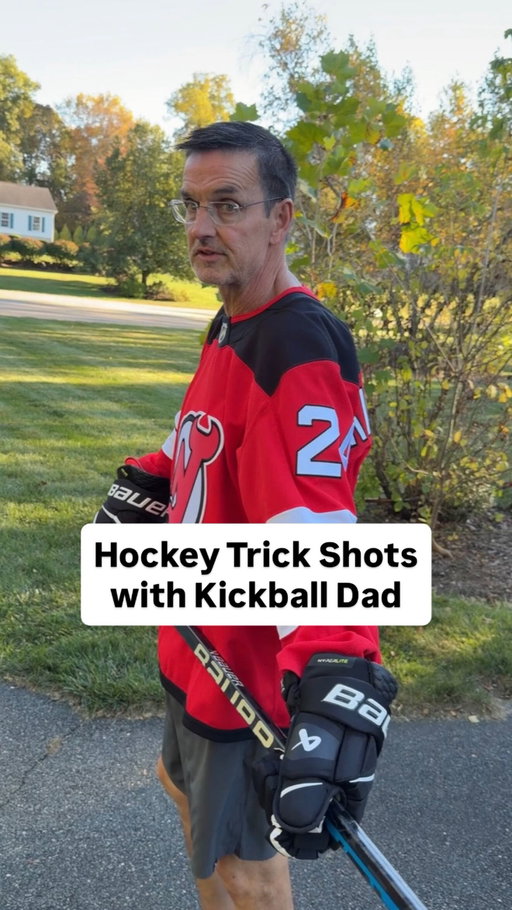 How Kickball Dad passed the time before the Devils’ opener tonight 🏒 #dad #hockey #trickshot #sports