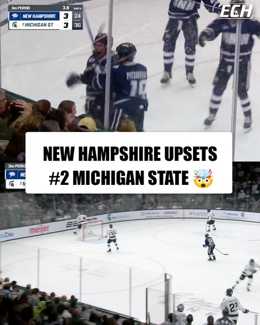 WILDCATS WITH THE UPSET! 

@martinslavins scores with 3.8 seconds left as UNH dagger's Sparty on the road with a 4-3 win!

🎥: @b1ghockey l @unhmhockey