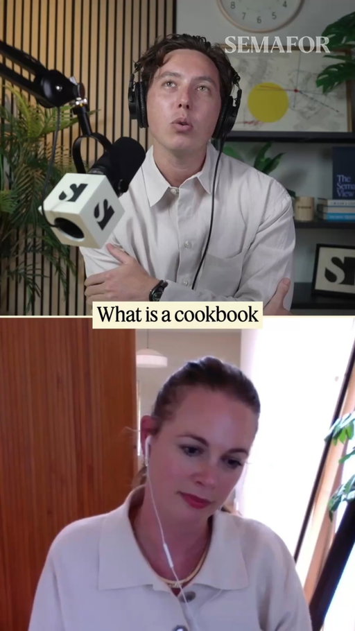 Is there still a place for physical cookbooks in the age of TikTok and the New York Times Cooking app?

" To me, it's like a single versus an album," @alisoneroman says.

"Things that are a collection of something, be it a recipe, a story, or songs, are meant to be, I think, enjoyed together."

Tap the link in our bio to watch the full interview on Mixed Signals from Semafor Media.