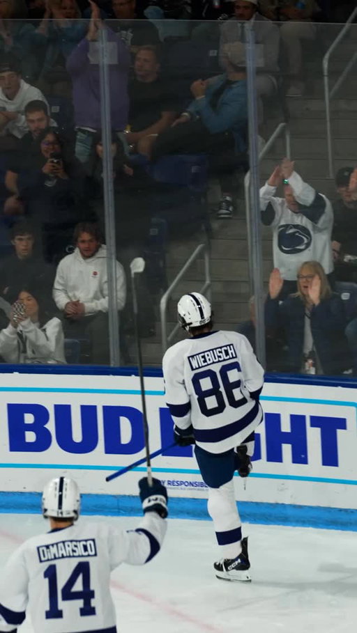 His FIFTH goal of the weekend 🔥 

JJ Wiebusch scores the first of three unanswered goals for @pennstatemhky in the 2nd frame.