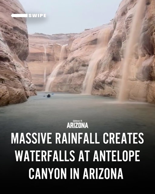 Adding this to my bucket list 🤩🛶 This stunning video was captured today by Candice Riddle at Lake Powell’s Antelope Canyon! The waterfalls were created thanks to Tropical Storm Priscilla which brought massive rainfall to Arizona. Swipe ⬅️  to see! #welcometoarizona #arizona #lakepowell #weather #forecast #rain #monsoon #flashflood #viral #2025 #arizona