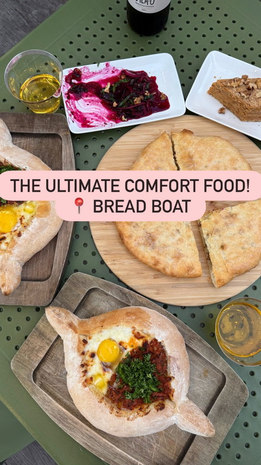 ✨ NEW ✨ the ultimate comfort food spot with bread boats is open in East Austin!

@breadboatatx is spinning out incredible bread boats - think savory meat, cheese, egg, and the softest, fluffiest BREAD! Rip off some of your bread boat and dip it in all that goodness and devour! This Georgian Cafe & Bakery lived up to the hype!

We devoured 👇🏽
~ the savory beef boat - our favorite
~ the herbed chicken boat
~ the meat pie - it was so cool to watch chef make this!
~ the beets special - a lovely veggie addition
🍰 the Ideal Cake - filled with honey, walnuts and dulce de leche!
~ and a skin contact Georgian wine 🍷 - did you know the birthplace of wine is actually the country of Georgia?

Everything is perfect for sharing and carb-loading with the coziest food ever!  They open at 9am on the weekends and I think their dishes are perfect for brunch. Thanks for hosting us for a delicious night, @breadboatatx. I’ll be back with everyone I know!
-
-
-
New restaurant, east Austin, Georgian cuisine
#kachapuri #georgiancuisine #breadboat #austintx #atxfood #atxbitesrecommends #keepaustineatin