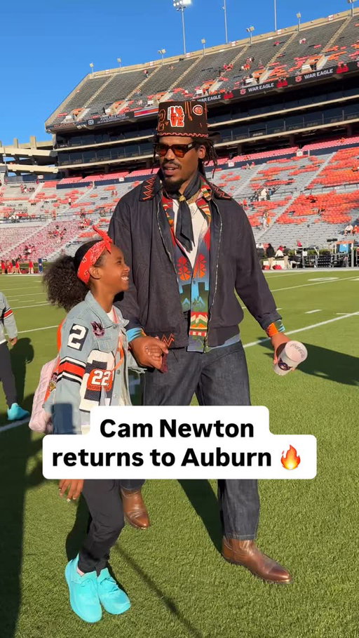 Cam Newton arrives in Auburn for his jersey retirement during the Georgia game! #WarEagle