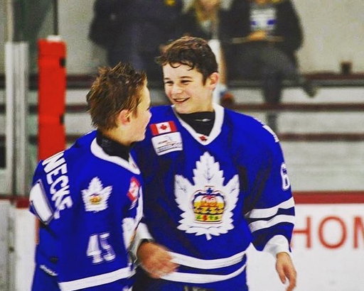 Childhood teammates and friends @beckettsennecke_ and Sam Dickinson both managed to make their respective teams out of training camp.

Tonight, they're already facing each other in the NHL. Pretty cool. 👏 #NHLFaceOff 

(📸: @samdickinson4)