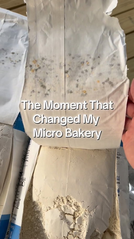 This happened about six months ago, and before anything else…Sam’s club handled it immediately. They refunded me, were super apologetic (even offering a gift card as an apology for the inconvenience), and honestly couldn’t have been kinder about it. 🙌 Credit where credit is due.

But this video isn’t really about the mold.
It’s about what that moment did for me.

At the time, I was devastated. It was a full bake day, and I had just opened a brand-new 10-lb bag of flour. Seeing mold in it felt like the worst possible timing. But it wasn’t just 1 bag, it was 3 of the 6 bags I bought, half covered in mold. Which meant I was short 30 lbs of flour…. on a bake day. 

But that experience made me feel forced to switch to a new flour until the issue was resolved. So for my next batch, I decided to try Kirkland all purpose organic flour instead because so many other micro bakers swear by it. 

I figured it would just be a temporary switch until everything blew over, but it ended up being the best flour I’ve ever used. The texture, the rise, the consistency… it just works for me. That one small change completely transformed my micro-bakery. The worst part is I had been want to switch for a while because I just wasn’t happy with my bread results anymore, they weren’t as full and beautiful as other bakers, why was I holding on to this one flour for so long, even when it wasn’t performing for me? Because I was too scared to try something new. 

The lesson? Don’t wait for something chaotic to force you into trying something new. Whether it’s a new ingredient, a new idea, or a new direction in your business …try it before you need to.

What felt like a disaster that day turned into one of the biggest blessings in disguise. 🥖✨