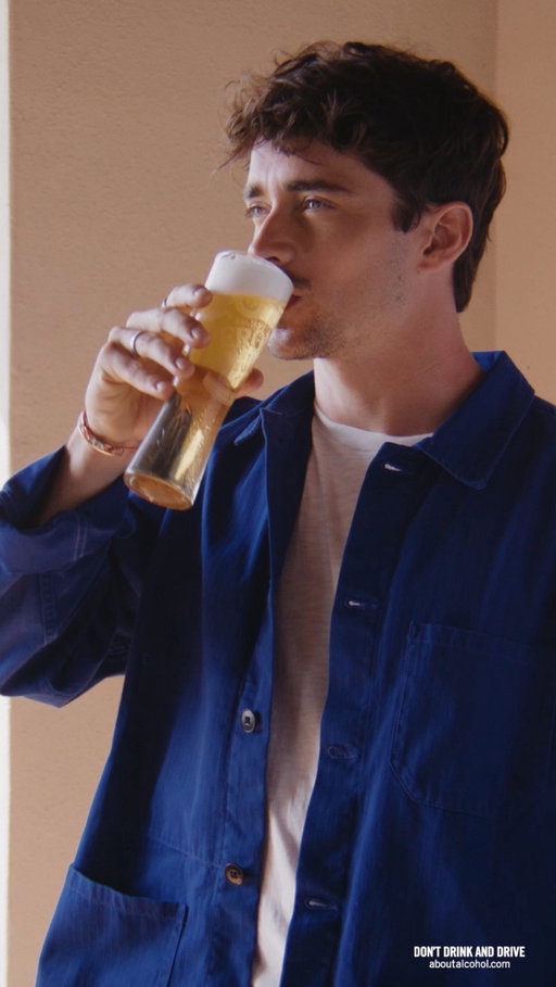 Hand-blown Peroni Nastro Azzurro glassware… @charles_leclerc bringing the heat!