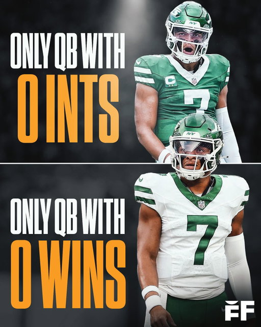 Jets QB Justin Fields is the FIRST QB in NFL HISTORY to have 0 INTs and 0 WINS 😳

Fields threw for 45 yards against Denver and had just 9 completions, the same number of times he was sacked. 

(min. 4 games)