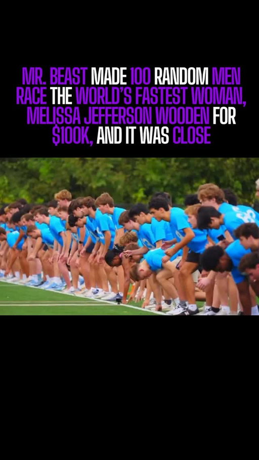 Mr. Beast made 100 random men race the worlds fast woman for $100k and it was actually very close👀

#mrbeast #race #trending #explore