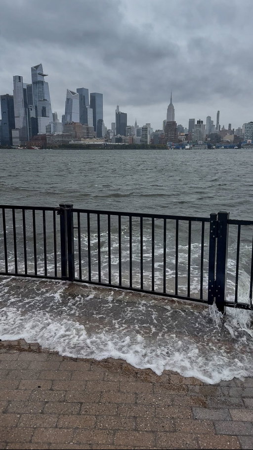 POV from Hoboken 😳

The Hudson River is already creeping into Hoboken, NJ at 2:15pm on Sunday, October 12, 2025. Please be smart everyone. #noreaster 

#sithome #hoboken #hobokennj #nj #newjersey #nyc #newyorkcity #weather #hudsoncounty #stormteam