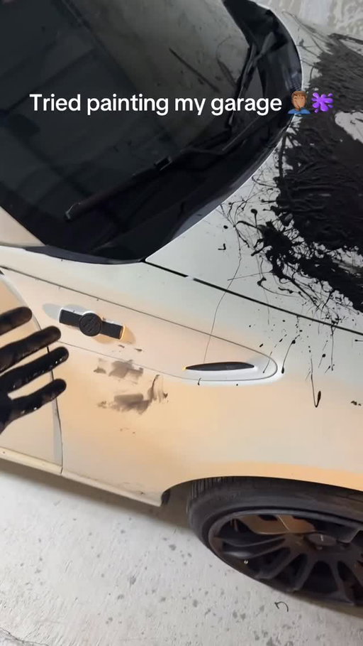 Painted everything BUT my garage 🤦🏽‍♂️🙄💔 #PaintJob #DamageControl #Garage #Splattered #Slimed