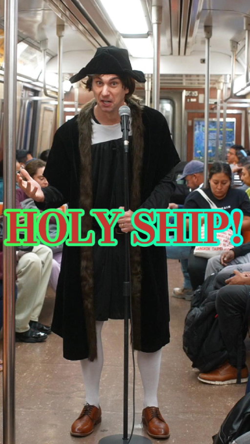 Christopher Columbus does stand up on the subway. #columbusday #christophercolumbus #comedian