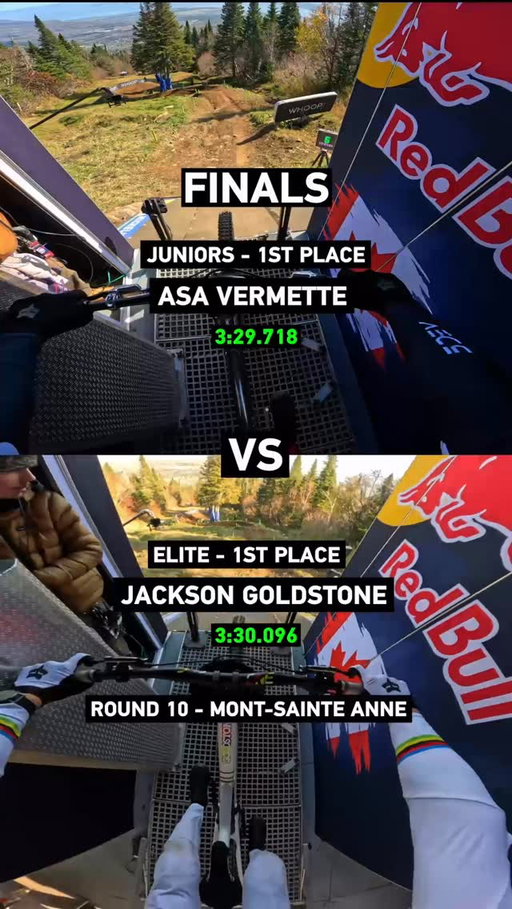 A preview to next year?! Definitely going to be a stacked field of riders with the current elite men and the new juniors that will be moving up next year.  Quick little comparison of Asa’s heater of a run and Jackson’s unbelievable World Cup overall winning run 🤘🏽Gotta love seeing where lines were faster or slower or where @jacksongoldstone goes full throttle through the rock garden.