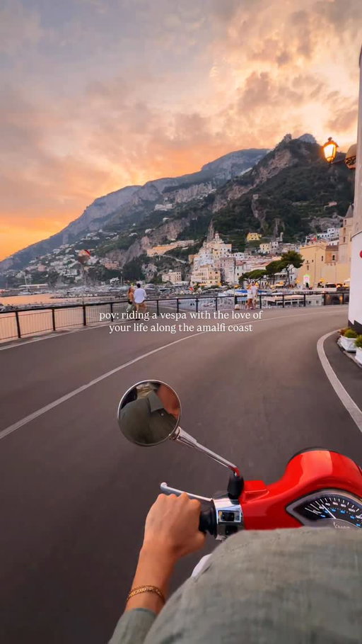 Bucket list moment: Amalfi Coast on a Vespa at golden hour 🛵🌅✨

Tag someone you’d take here 💛