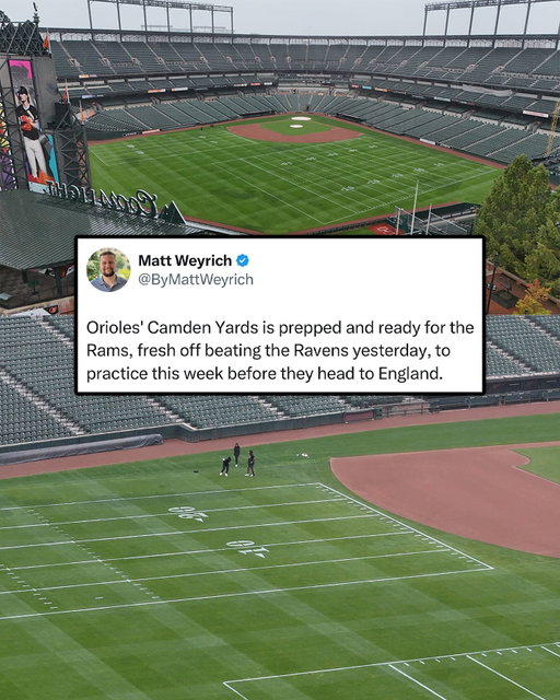 The Rams are using the Orioles ballpark for practice this week instead of traveling back to Los Angeles before they play in England on Sunday (via @kevinrichardsonsports)