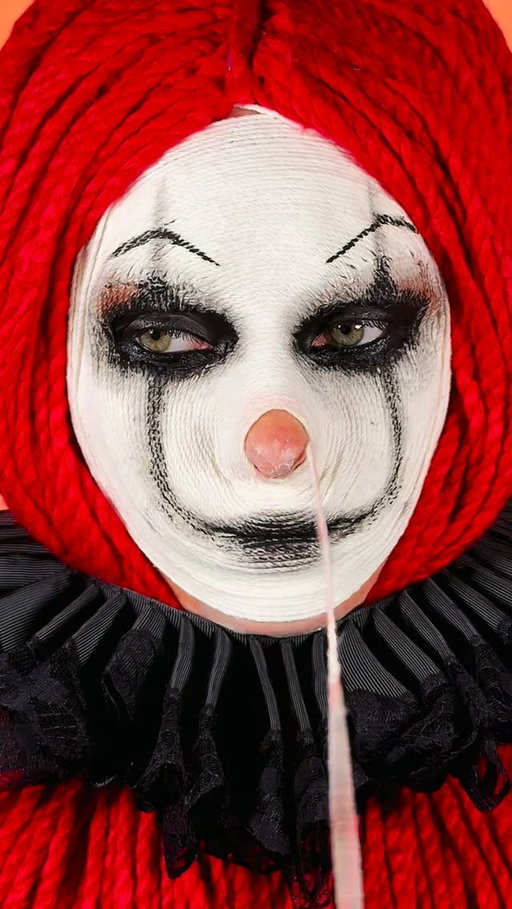YARN REMOVAL 🧶💀 as I’m writing this caption I am sat in the residue from this look….. 😭

#makeuptransformation #31daysofhalloween #makeupfyp #yarnmakeup #takeoff my makeup