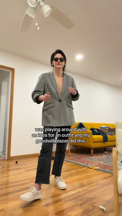 the no shirt look was far enough but no BUTTON is pushing it. My goodwill blazer from 2018 is here to party apparently. 💀😂