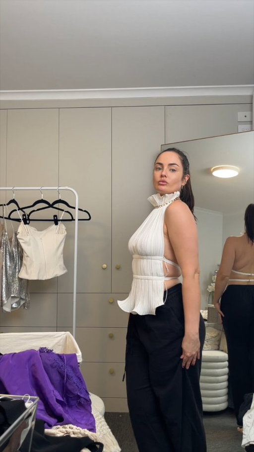 Super satisfying closet cull!!!! Rip to the stunning silk Michael lo Sordo top I never even got to wear 😭😭😭 #closetcleanout #postpartum