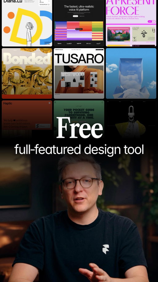 Framer is a free, full‑featured design tool.
For social posts, unlimited exploration, built-in resources icons and fonts. 
You only pay when you publish a site. 

#websitebuilder #webdesign #nocode #webdesigntips #webdesigner #websitedevelopment #websitetips #socialmedia #icons #fonts