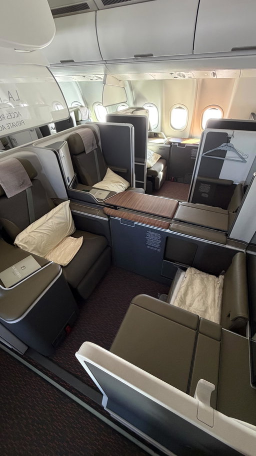 Onboard @travelaircotedivoire - which seat do you pick? Business or First Class? #joshcahill #gotravelyourway #businessclass #firstclass