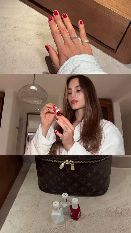🧖🏼‍♀️🤍 a cozy fall evening — an @essie manicure, a warm tea and my favorite show. who would say no to easy home made gel-shine-finish nails? #EssieCH #HolidayNails #HolidayVibe #AD #CozySeason
