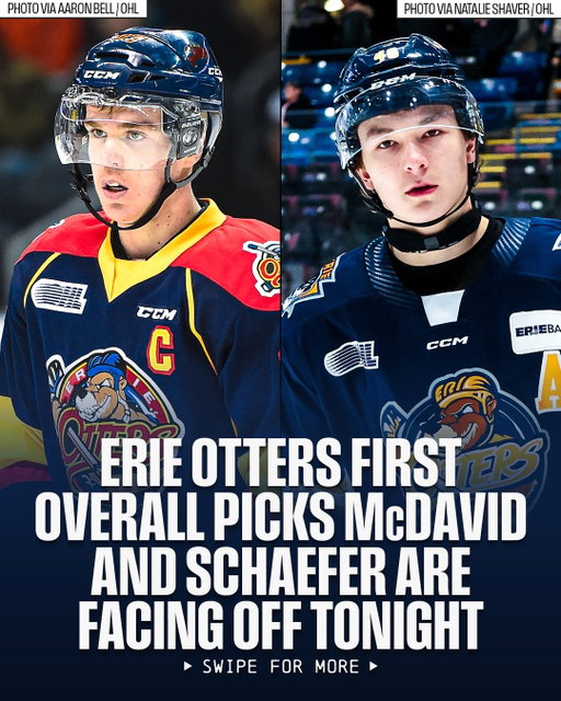 The last two players to go first overall in both the OHL AND #NHLDraft play each other for the first time tonight! 🤩 

Oh, and both happen to be @erieotters alumni. 🦦