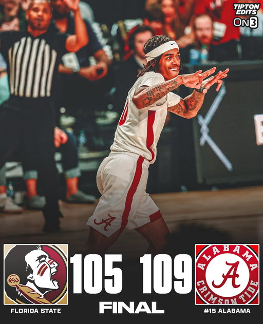 Alabama takes down Florida State in an exhibition matchup in Birmingham 🐘

Labaron Philon led the Tide with 28 points, while Aden Holloway added 20.