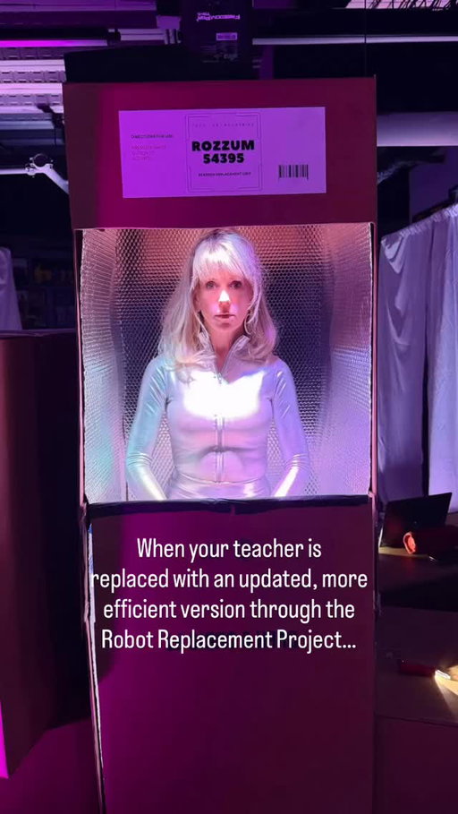 ✨What would you do if your 4th grade teacher were replaced by a robot? 
 While reading The Wild Robot, my students and I have been exploring the positive and negative impacts of AI and technology, so I decided to bring our discussions to life in a very personal way. 
They discovered that Mr. Brown and the RCA Board launched the Robot Replacement Project: a program replacing teachers with newer, upgraded robotic versions, starting with me. With help from Mr. Collins, they met Rozzum Unit 54395: Bearden Replacement Edition, wrote persuasive letters to the board, uncovered a hidden message from me, and worked together to deactivate my replacement.
 I am glad to know that they want to keep the real versions of us around for awhile. ❤️