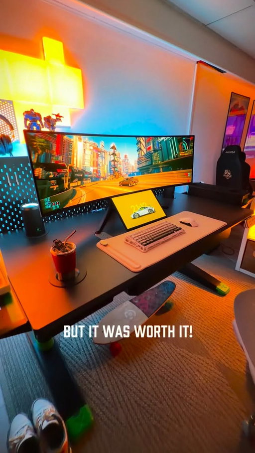 Almost broke my back 😮‍💨

But now I have a cyberpunk themed desk that I always wanted 👀

This is the Cyberone Desk by the folks over at @livtab.us It’s a one of kind futuristic looking desk that is perfect for anyone who wants something that looks different with a wow factor.

This standing desk features cool pop up speakers. A cooler or warmer for your drinks. A peg board with bright rgb lights. Sturdy mech looking legs. Side extensions for your PC or this cool lunchbox style container. Where you can keep your controllers, snacks or whatever. Wireless phone charger. And 8 handy usb ports in the front. 

It’s just hands down, the dopest desk I’ve ever owned.

Check it out via the link in my bio. 

#cyberone #livtab #gamingsetup #pcsetup #makeone #cyberpunk