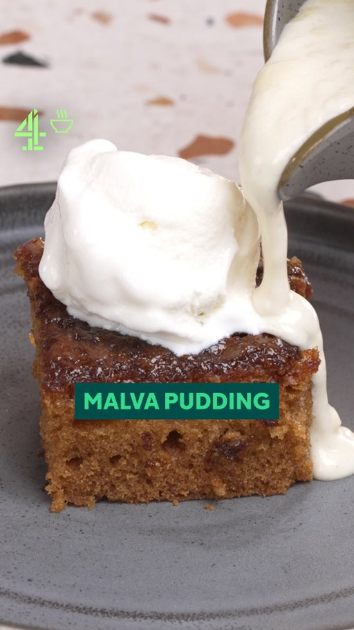 Sticky toffee pud... wait, no - it’s malva pudding. South Africa’s answer to the classic, and @justinkaarthur’s topping it with both custard AND ice cream because one topping just wasn’t going to cut it.

Serves 12-14 (slices) 
Total time: 70 mins 

Ingredients 

For the sponge: 
100g granulated sugar 
70g brown sugar 
2 large eggs 
15g smooth apricot jam (about 1 tbsp) 
150g plain flour 
1 tsp baking soda 
1 tsp baking powder 
¼ tsp salt 
15g butter (melted, about 1 tbsp) 
1 tbsp white vinegar 
120ml whole milk 

For the Sauce 
200ml fresh cream 
100g butter 
100g sugar 
1 tsp vanilla extract 
 

Method

1.  Preheat your oven to 180°C (350°F)

2.  In a mixing bowl, whisk together the granulated sugar, brown sugar, and eggs until the mixture becomes light and fluffy. Add the apricot jam, milk butter and vinegar to the egg mixture and whisk until well combined 

3.  In a separate bowl, sift together the 150g plain flour, baking soda, baking powder, and salt

4.Gradually add the dry ingredients to the wet mixture, mixing gently to combine

5.  Grease a baking dish with butter and pour the batter into the prepared dish

6.  Bake in the preheated oven for 35-40 minutes, or until the top is golden brown and a toothpick inserted into the centre comes out clean

7.  While the pudding is baking, combine the fresh cream, butter, sugar, and vanilla extract in a saucepan

8.  Place the saucepan over medium heat and stir continuously until the butter has melted and the sugar has dissolved. Bring the mixture to a gentle boil, then reduce the heat and let it simmer for 2-3 minutes

9.  Once the pudding is baked, remove it from the oven and immediately poke holes all over the surface using a skewer or fork

10.  Slowly pour the warm sauce over the hot pudding, allowing it to soak in thoroughly. Let the pudding rest for at least 15 minutes to absorb the sauce completely

11.  Serve the Malva Pudding warm, optionally accompanied by custard, a scoop of vanilla ice cream or both

#southafricianfood #dessert #easyrecipe