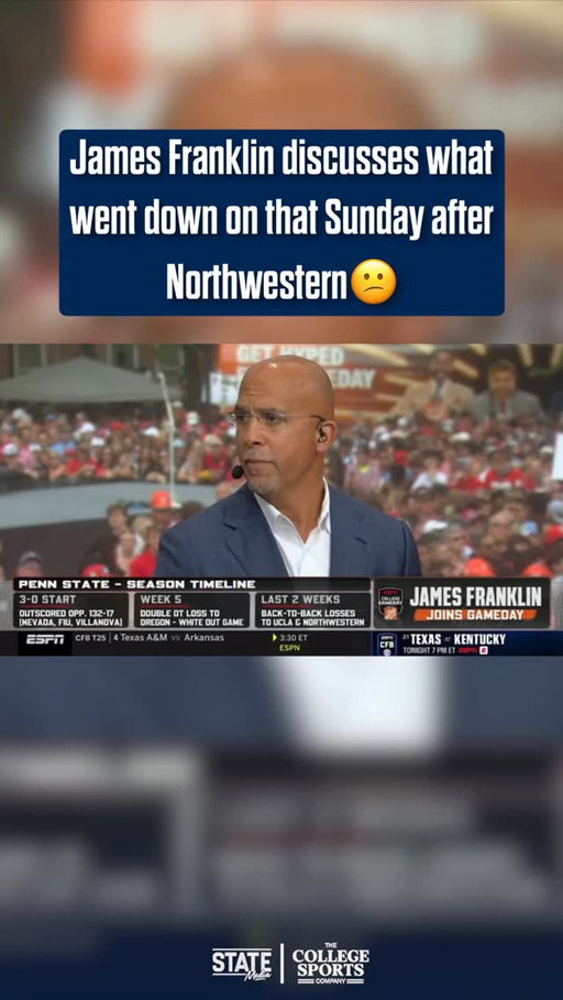 James Franklin is LIVE on @collegegameday and he found out he’s been let go 15 MINUTES before the team meeting at 1:45 on Sunday 🤯

•
•
•
•
#WeAre #WeArePennState #PennState #NittanyLions #CFB #CollegeFootball #NCAA #BigTen #B1G #ExplorePage #CollegeFootball25 #FYP #Football #Podcast #Overtime