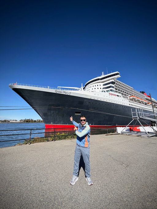 I know y’all follow me for my tech takes, but for the next week this here is a seagoing IG 🌊

I’m crossing the Atlantic (from Brooklyn to Britain) on the world’s last ocean liner: the @cunardline Queen Mary 2!

During the crossing, I’m filming a double review of the Google Pixel Watch 4 and Apple Watch Ultra 3 — using them to track my steps as I attempt to walk 100 miles around the ship in those 7 days.
	
This (perhaps ill-advised) adventure was inspired by a man who walked 100 miles around the deck of the first RMS Queen Mary in the 1930s (as recounted in the excellent “The Only Way To Cross” by John Maxtone-Graham).

His name was Dr. John Finley. Today his pedestrian passion is immortalized in a walking path bearing his name in NYC (complete with a statue for influencers to take stupid selfies with 😄)

Meeting my goal means I’ll need to cover a little over 14 miles per day — or, about 38 laps of the deck every day for a week.

Even though I’ve been training for two months, I’m already feeling it on Day 2! Dr Finley must have been an absolute machine to have achieved 100 miles in even less time (Queen Mary 1 was faster). 

Stay tuned for more posts from aboard this magnificent vessel - and for the full video later in the month! 

Meantime, I’ve got a lot of walking to do so uh … AMA? 😄￼

#oceanliner #queenmary2 #cunard #pixelwatch4 #applewatchultra3 #travel