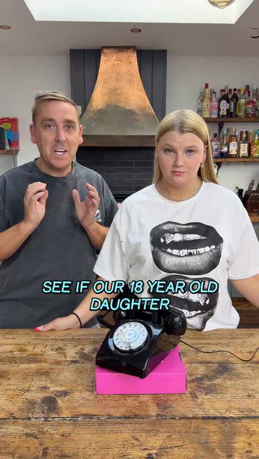 Seeing if our 19 year old daughter can work an old phone #jokes #funny #comedy