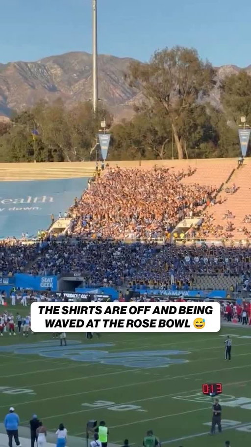 The @uclafootball crowd with their shirts off continues to grow during the game 👕❌

(via jordan_mendoza5/x)