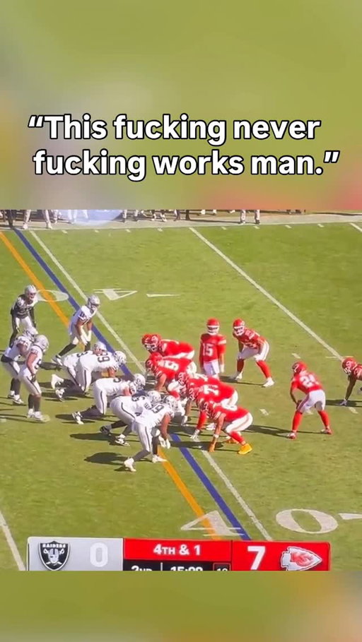 Mahomes and the Chiefs faked trying to get the Raiders to jump offsides and got the first down