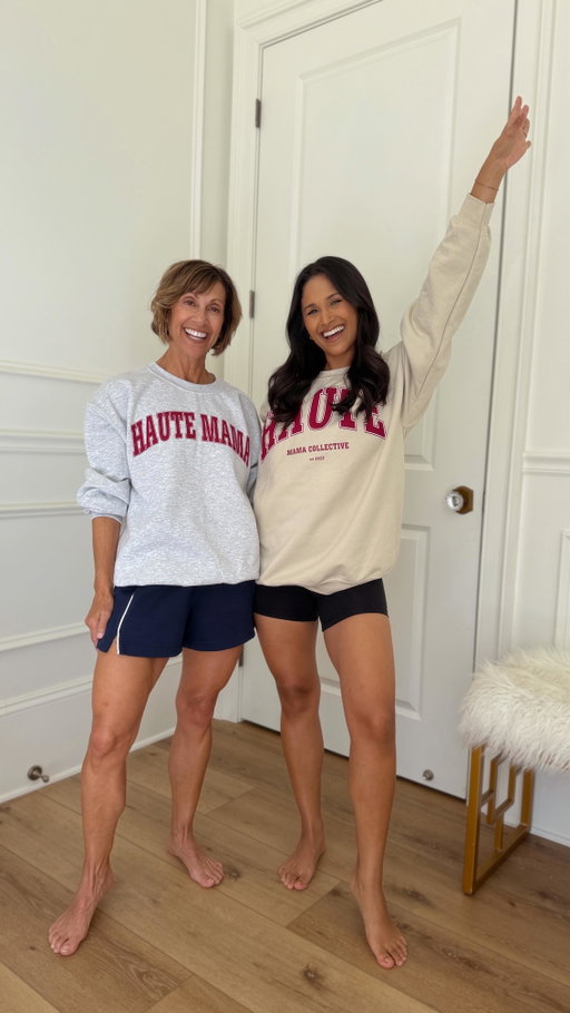 My “HAUTE MAMA” sweatshirts are officially live and available for preorder! 

Comment “HAUTE MAMA” and I’ll DM you all the details to purchase! 

We currently have 2 different designs available in sizes medium through large. I suggest sizing up for an oversized like as the sweatshirt shrinks a full size when washed.  The best part is that a portion of the proceeds will go towards products for moms-in-need at Safe Harbor! And you’ll be entered to win over $10k in prizes now through November 5!

Currently on pre-order! (will ship on November 3)**Shipping is included in the price**

Size reference: I’m wearing a size large in the sand color here and my mom is wearing a medium in the light grey! These ones haven’t been washed yet.