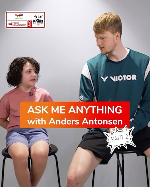 Cuteness overload alert! 🥹
 
Anders Antonsen 🇩🇰 faces questions from the cutest interviewer ever. 🥰
 
#TotalEnergiesxBadminton #AskMeAnything
