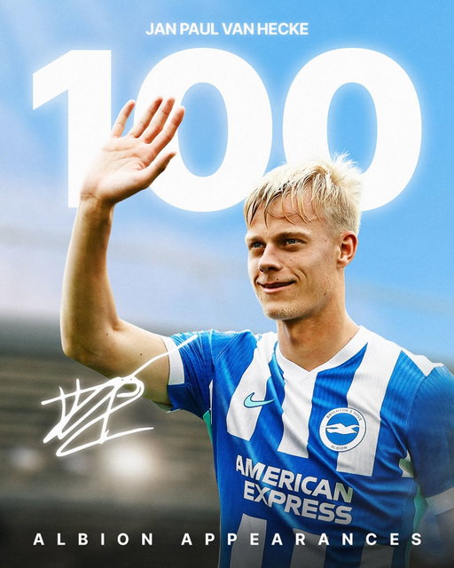 JP marked his 1️⃣0️⃣0️⃣th game for Albion this weekend! 💙🤍